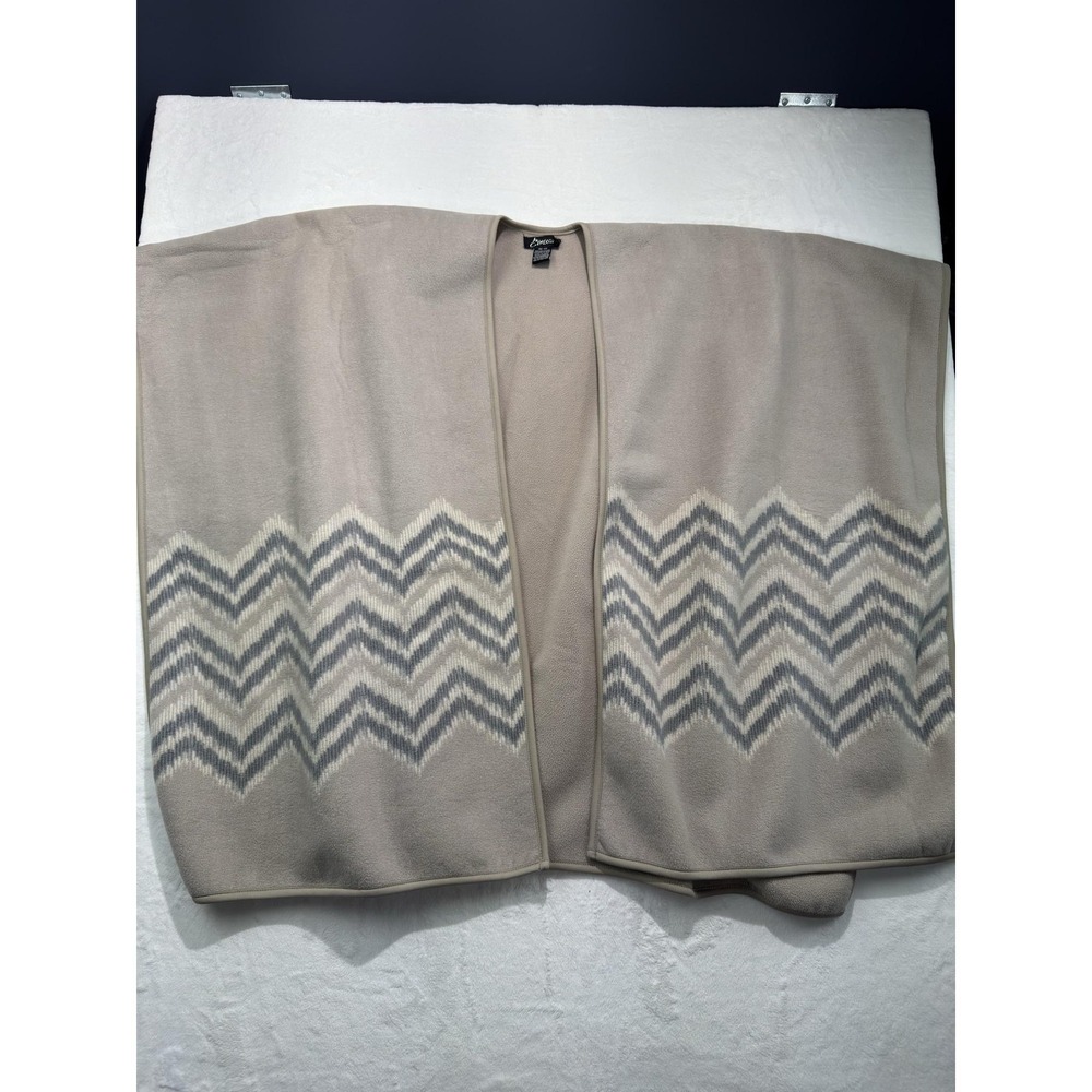 Eivissa Poncho Womens One Size Beige Fleece Open Front Geometric Wrap Cape